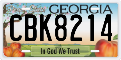GA license plate CBK8214