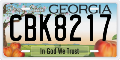 GA license plate CBK8217