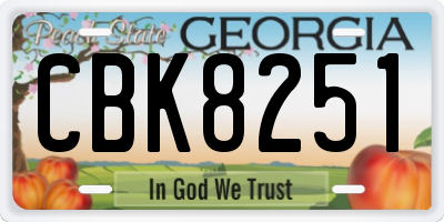 GA license plate CBK8251