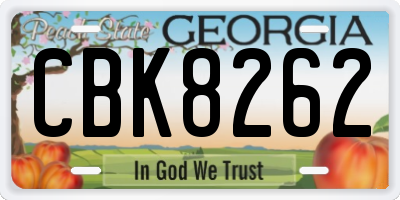 GA license plate CBK8262