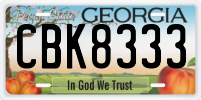 GA license plate CBK8333