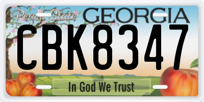 GA license plate CBK8347