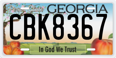 GA license plate CBK8367