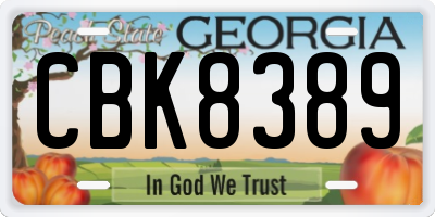 GA license plate CBK8389
