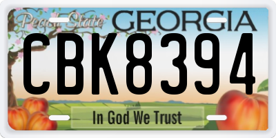 GA license plate CBK8394