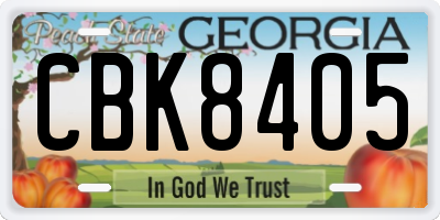 GA license plate CBK8405