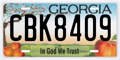 GA license plate CBK8409