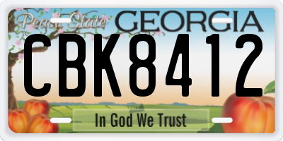 GA license plate CBK8412
