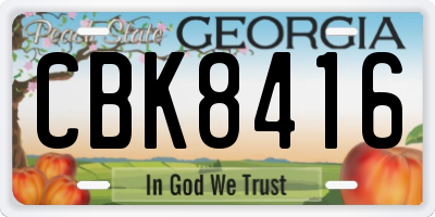 GA license plate CBK8416