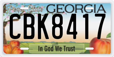 GA license plate CBK8417