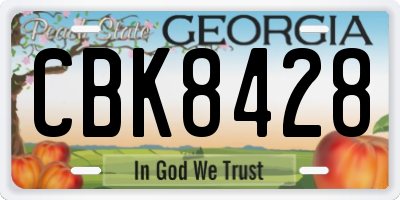 GA license plate CBK8428