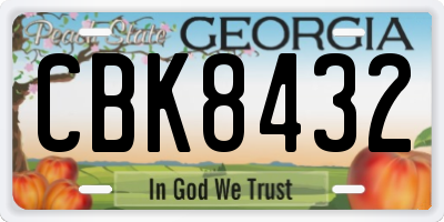 GA license plate CBK8432