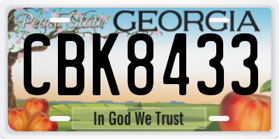 GA license plate CBK8433
