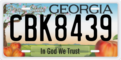 GA license plate CBK8439