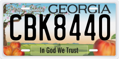 GA license plate CBK8440