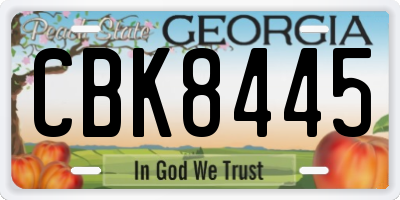 GA license plate CBK8445
