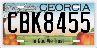 GA license plate CBK8455