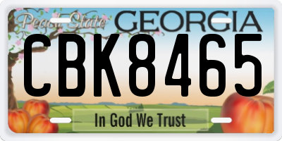 GA license plate CBK8465