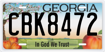 GA license plate CBK8472