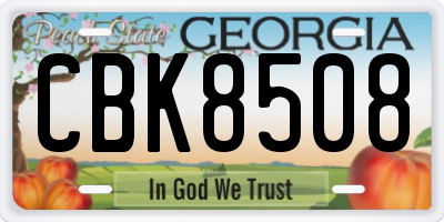 GA license plate CBK8508