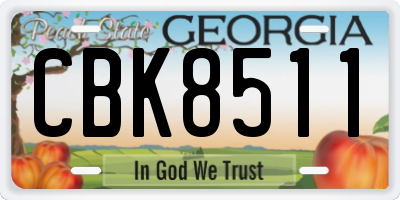 GA license plate CBK8511