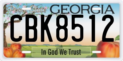GA license plate CBK8512