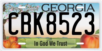 GA license plate CBK8523