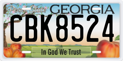 GA license plate CBK8524