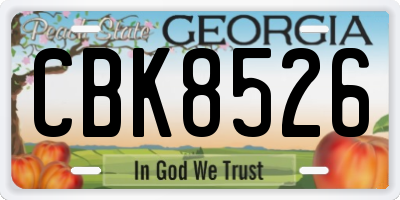 GA license plate CBK8526