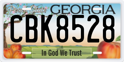 GA license plate CBK8528