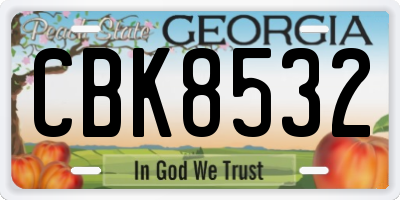 GA license plate CBK8532