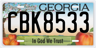 GA license plate CBK8533