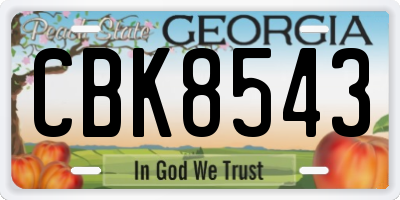 GA license plate CBK8543