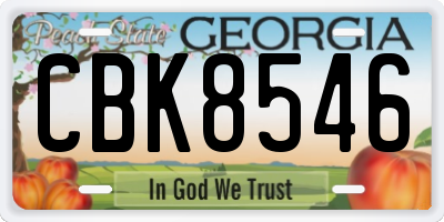 GA license plate CBK8546