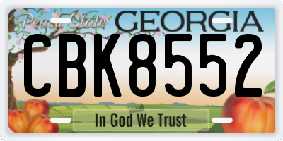 GA license plate CBK8552