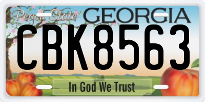 GA license plate CBK8563