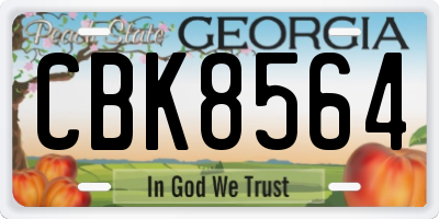 GA license plate CBK8564