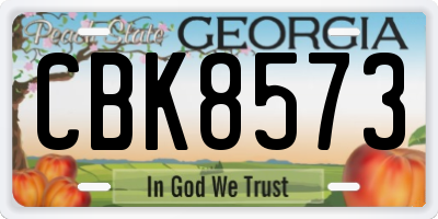 GA license plate CBK8573