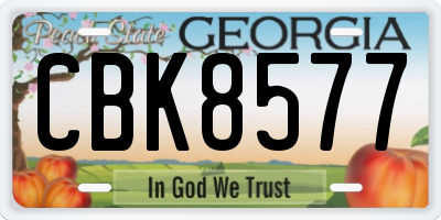 GA license plate CBK8577