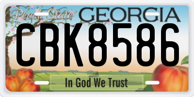 GA license plate CBK8586