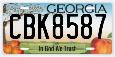 GA license plate CBK8587