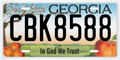 GA license plate CBK8588