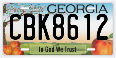 GA license plate CBK8612