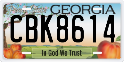 GA license plate CBK8614