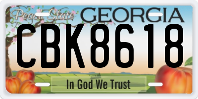 GA license plate CBK8618
