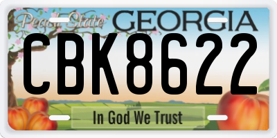 GA license plate CBK8622