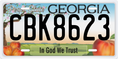 GA license plate CBK8623