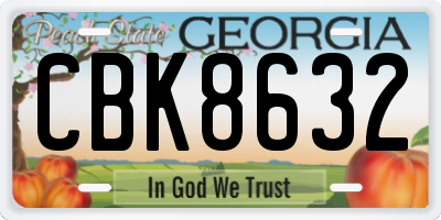 GA license plate CBK8632