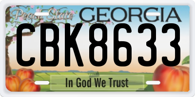 GA license plate CBK8633