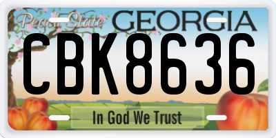 GA license plate CBK8636